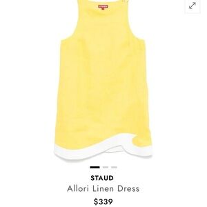 STAUD Yellow and White Linen Dress